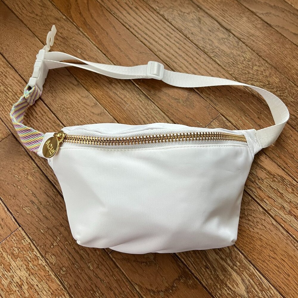 Stoney Clover Lane White Crossbody Belt Bag with Gold Zip